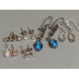 6x pairs of silver 925 earrings including CZs & Marcasite etc, 10g gross
