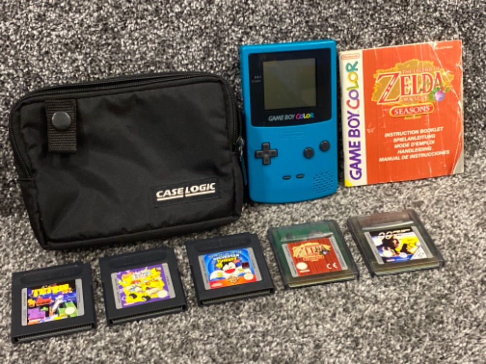 Game Boy Color with 5x cartridge games including Zelda, Tetris & 007 the world is not enough etc
