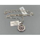 Silver morganite and white topaz pendant on silver chain by Gemporia 5.5g gross with COA and slip