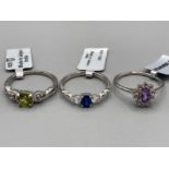 Three silver rings rings by Gemporia sizes T and T 1/2 6.3g gross with COAs