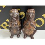 Old decorated terracotta figures of Mayan King & Queen