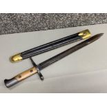 Continental Bayonet marked E 6486 with original leather & brass scabbard