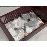 Box containing a large quantity of Churchill coins etc