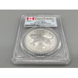 2016 first strike Canada silver $5 coin. Cougar predator series. Sealed and graded.