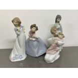 4x Nao by Lladro figures includes 1559 sweet nature, 1119 Becky, 1467 A hug of love and 1328 Kiss