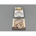 2017 chad silver 500f African lion early release coin. Graded and sealed by NGC