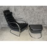 Barker and Stonehouse stunning black leather chair and matching stool