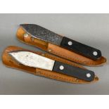Vintage Pair of Plummet Major throwing knives (Nowill Sheffield) with leather sheaths