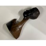 Contemporary exotic hardwood west African carving of an ethnic lady