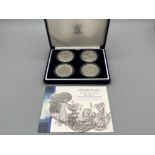 BRITANNIA DESIGN ONE OUNCE SILVER 4 COIN SET with certificate of authenticity