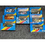 Matchbox vintage die cast cars 1981 range boxed X8. Including mb7, mb9, mb22 & mb54