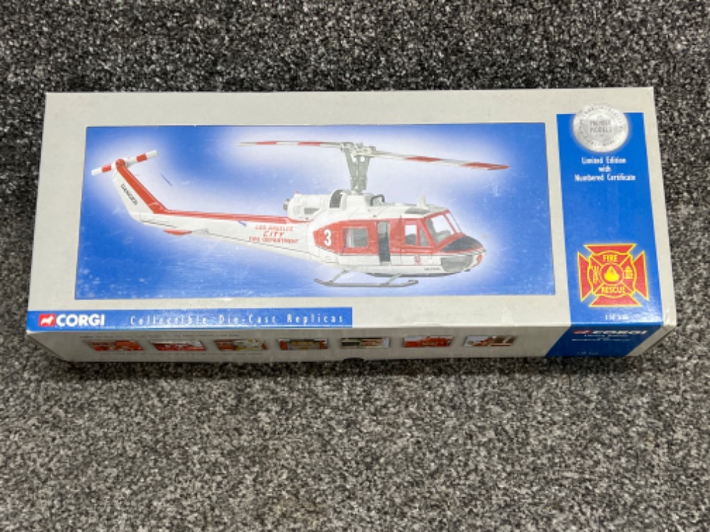 Corgi limited edition 1:50 die cast scale model of a Huey Iroquois helicopter LA city fire