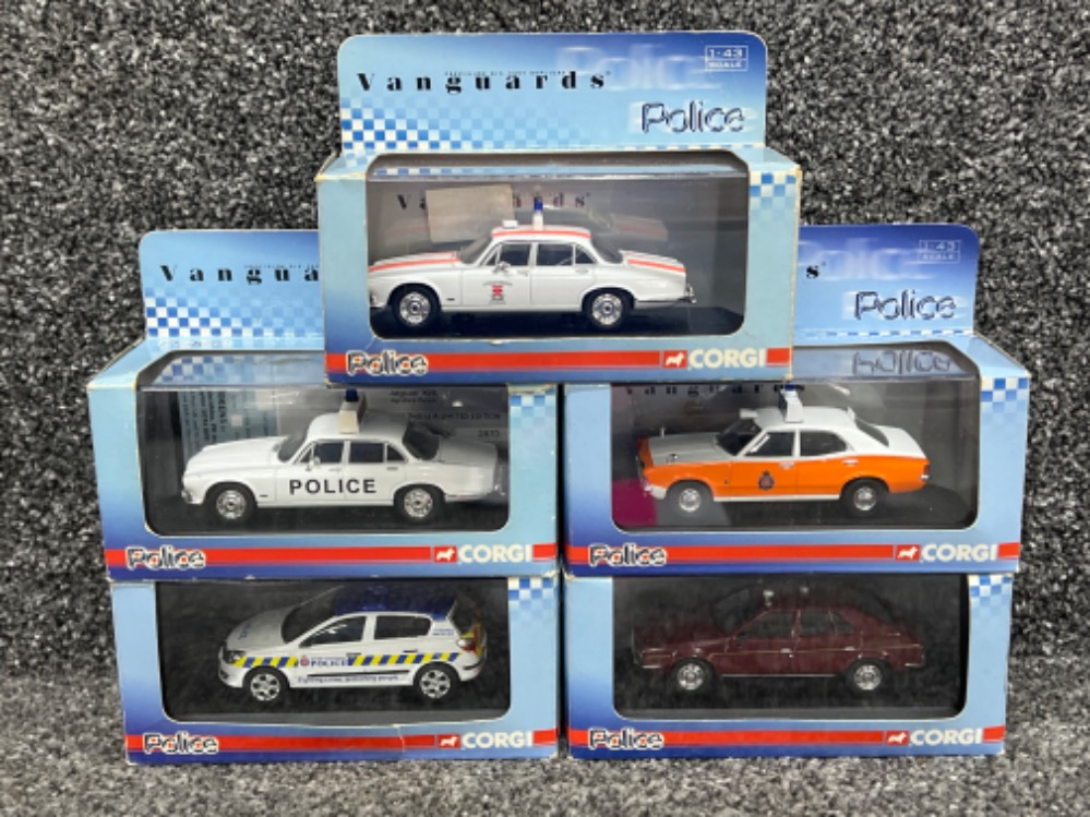 Corgi vanguards police die cast vehicles x5. Including jaguar and Ford cortina all in original