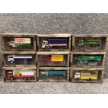 Nine French 1/43 scale die cast lorries and trucks