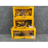 Britains JCB 1:32 scale vehicles. Excavator, back-hole loader and Dump truck all in original boxes