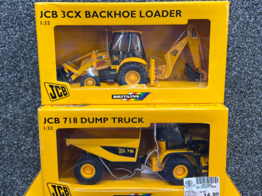 Britains JCB 1:32 scale vehicles. Excavator, back-hole loader and Dump truck all in original boxes - Image 2 of 3