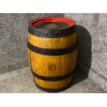 Small Wooden whisky barrel with metal trims, H53xD35cm