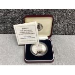 Silver proof commemorative 1996 crown coin - states treasury Jersey - 70th birthday of her majesty