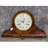 Reproduction Mahogany Comitti of London mantle clock - with key