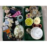 2 trays containing miscellaneous China, glass & ornaments etc