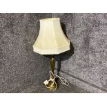 Large vintage brass based table lamp with cream shade
