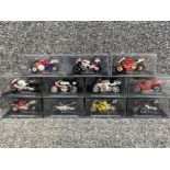 Total of 11 model super-bikes including Yamaha YZR-M1 & Ducati 996R, all in original protective