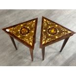 Pair of triangle decorative musical tables