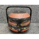 Antique traditional hand painted 3-tier Chinese wedding basket