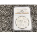 2014 Somalia silver $100 African wildlife elephant 1oz coin. Graded and sealed by NGC