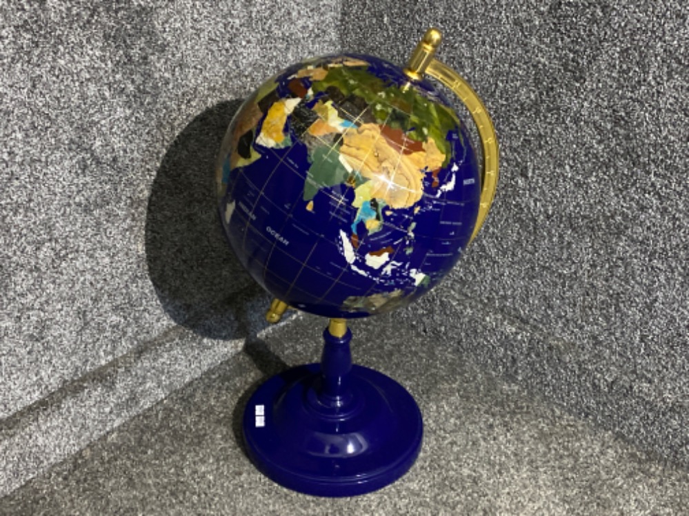 Large Revolving Gemstone Globe on pedestal stand - fantastic design, Height 60cm