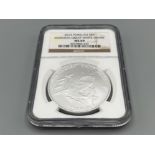 2015 Tokelau silver $5 Mokoha great white shark 1oz coin. Graded and sealed by NGC