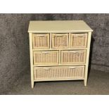 Modern 6 drawer chest, with baskets for drawers