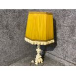 Large cream resin based table lamp & fringed shade