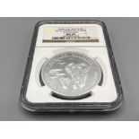 2015 Somalia silver African wildlife $100 elephant 1oz coin. Graded and sealed by NGC