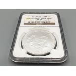 2015 Tokelau silver $5 Mokoha great white shark 1oz coin. Graded and sealed by NGC