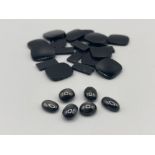 6 x black catseye oval cabochons and mixed onyx slices various cuts