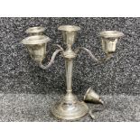 Hallmarked Birmingham silver 1956 5-way candelabra (1x arm needs repaired) 732.6g gross weight