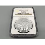 2015 Somalia African wildlife silver $100 elephant 1oz coin. Graded and sealed by NGC