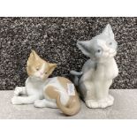 2 Lladro figures includes 5113 - feed me & 5114 - surprised cat