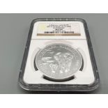 2015 African wildlife silver $100 Somalia elephant 1oz coin. Graded and sealed by NGC