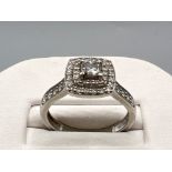 Stunning 9ct white gold diamond halo ring. 0.80ct 6.4g size P