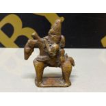 SAO Sokoto Northern Cameroon cast bronze of warrior on horseback, a talisman to ward off evil, the