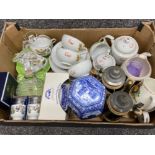 Mixed box lot containing Ringtons ginger jar & teapot, glass RCR ballerina, Royal Worcester &