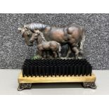 Cast metal boot scraper door stop, horse themed design