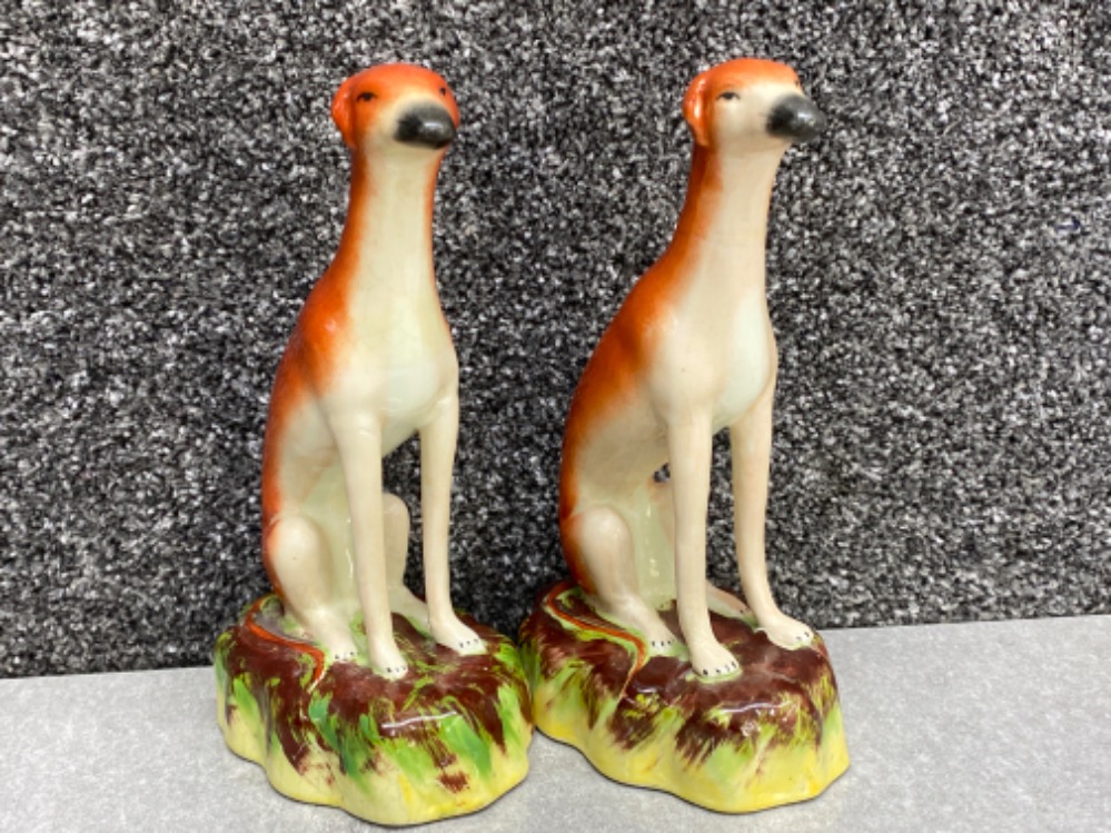 Pair of Staffordshire greyhound dog ornaments