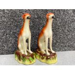 Pair of Staffordshire greyhound dog ornaments