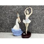 Lladro figure 5815 - in full relave, with wooden base together with a Nao by Lladro female dancer