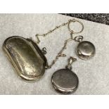 Silver plated Edwardian evening purse, sovereign holder & perfume atomiser