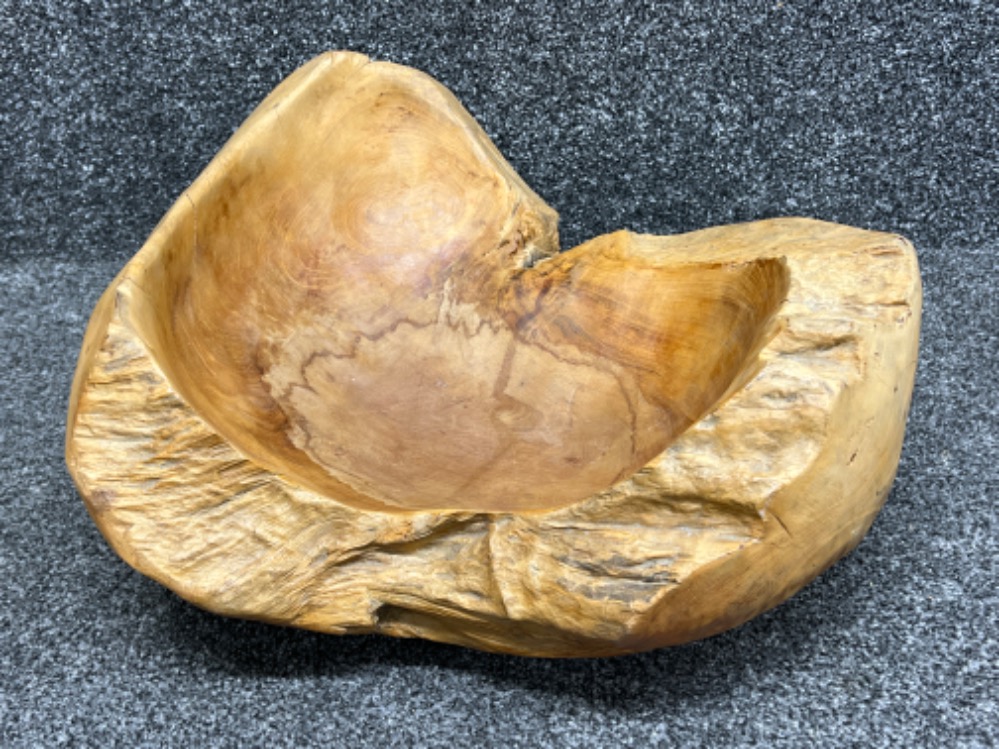 Large wood carved fruit bowl