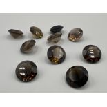 10 Smokey Quartz 16mm round brilliant cuts